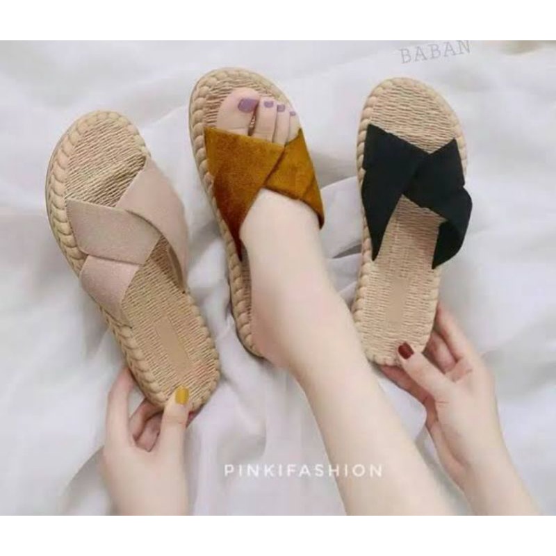 Sandal Spon Wanita  Etnik Suede