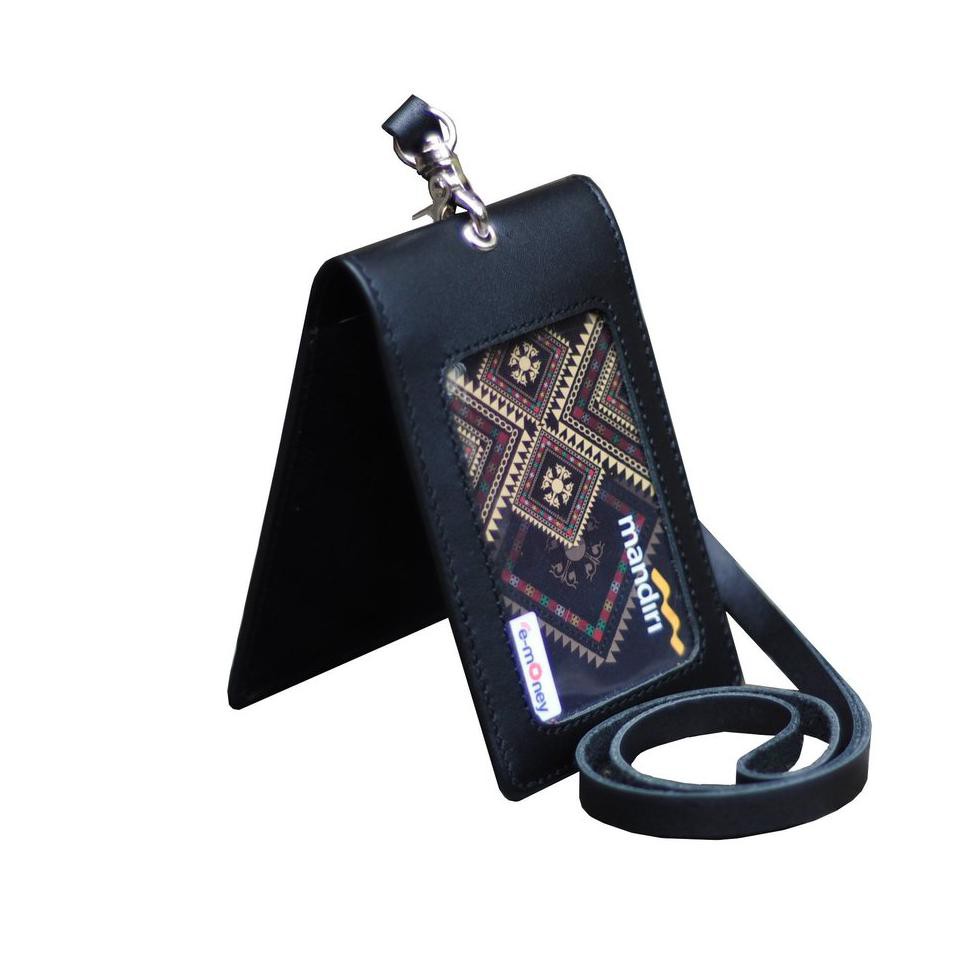 

Id Card Holder Double Flip Magnet Tali Kulit Hitam