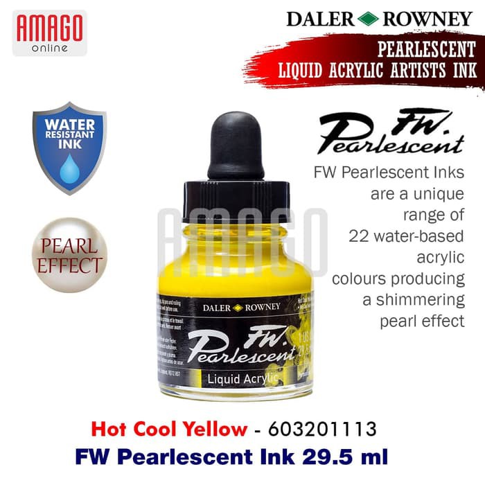 DALER-ROWNEY - FW PEARLESCENT INK 29.5 ML - HOTCOOL YELLOW - 603201113