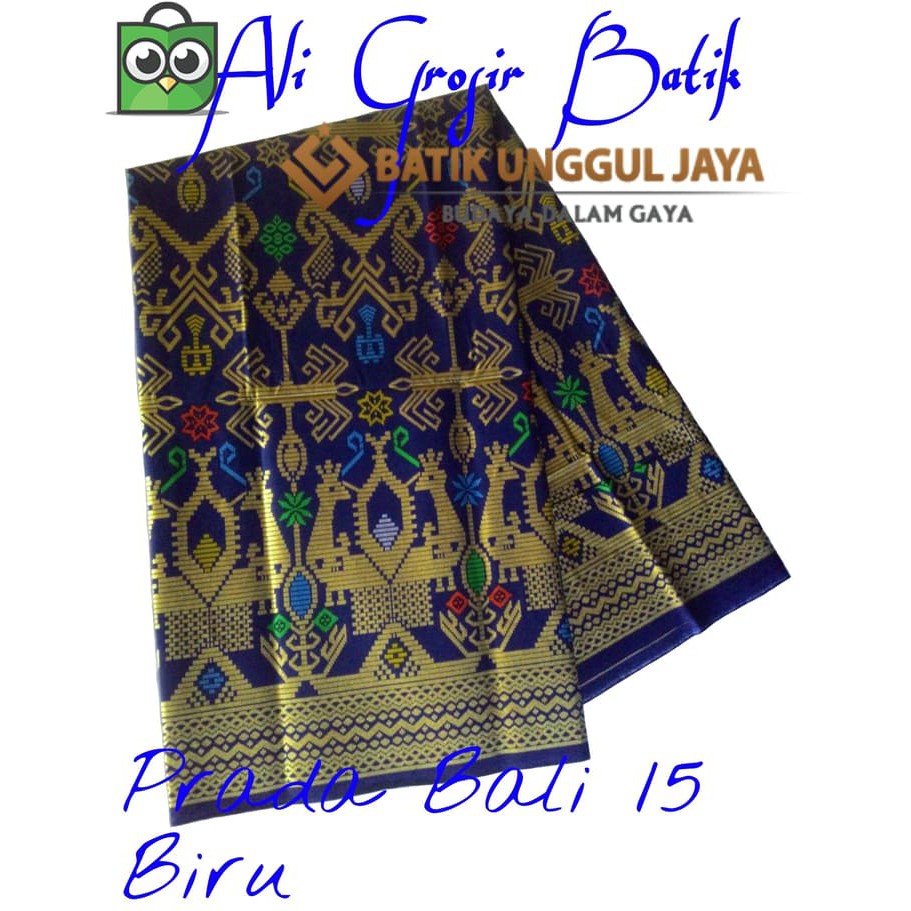 Kain Batik Pekalongan Primisima Halus Prada Bali 15 Biru Unggul Jaya