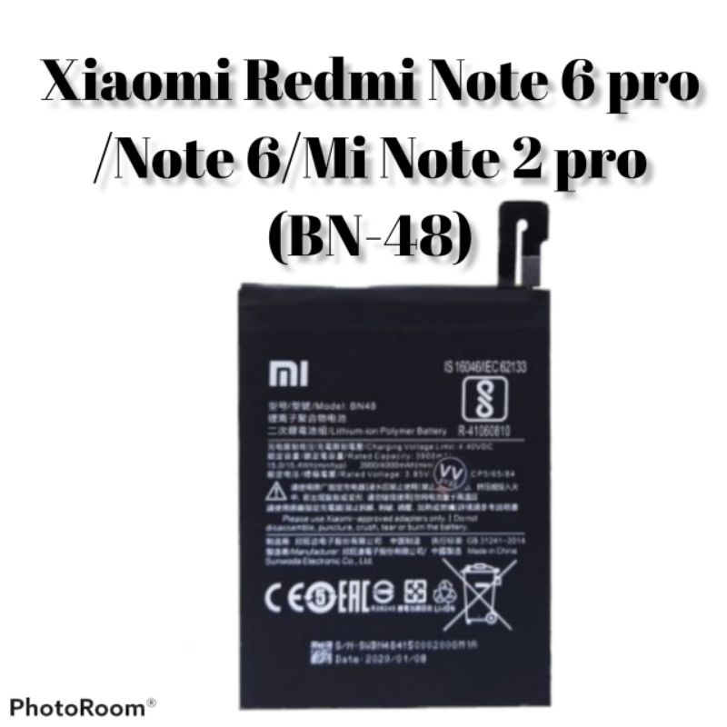 PS - Baterai Batre Xiaomi Redmi Note 6 Pro / Note 6 / Mi Note 2 Pro (BN-48) Battery Batre Xiaomi Red