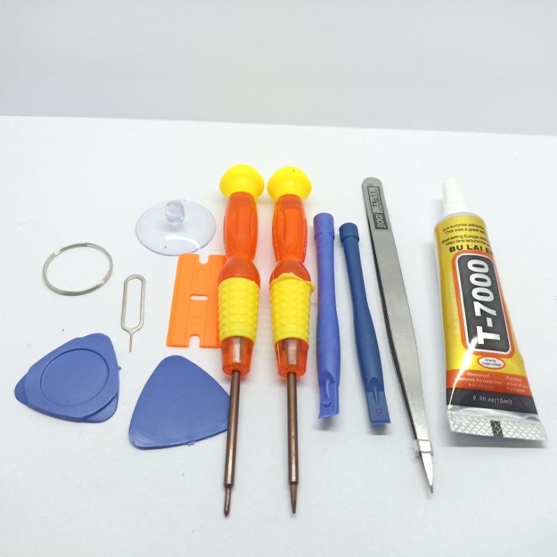 Obeng Service Hp Tools Kit Hp 10 In 1 + T7000 15 Ml Hitam Sepaket Bisa Buat Semua HP