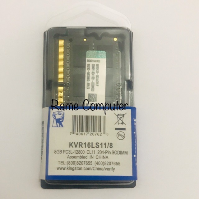 MEMORI RAM SODIMM KINGSTON DDR3 8GB LV PC3L-12800