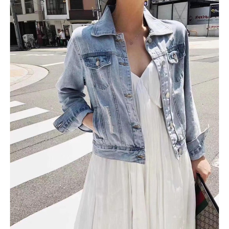 JAKET WANITA CASUAL KEKINIAN JEANS DENIM IMPORT