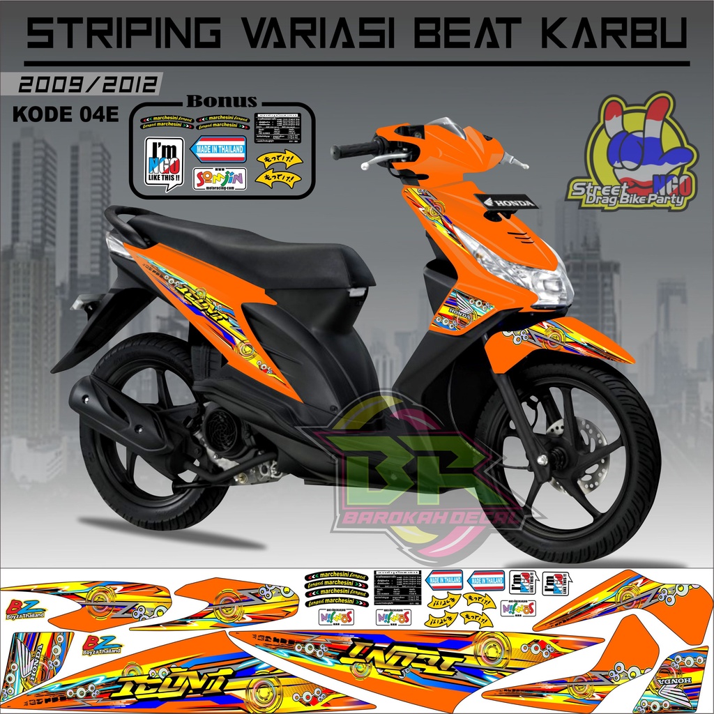 Striping Beat Karbu Stiker Lis Motor Beat Karbu kode 04