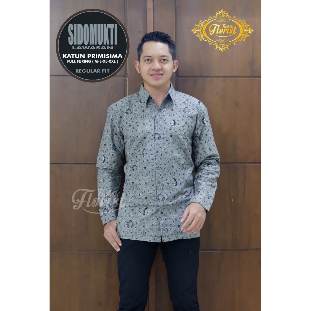 HARGA PRODUSEN Batik Solo SIDOMUKTI Kemeja Pria Katun Halus Sragenan Full Furing