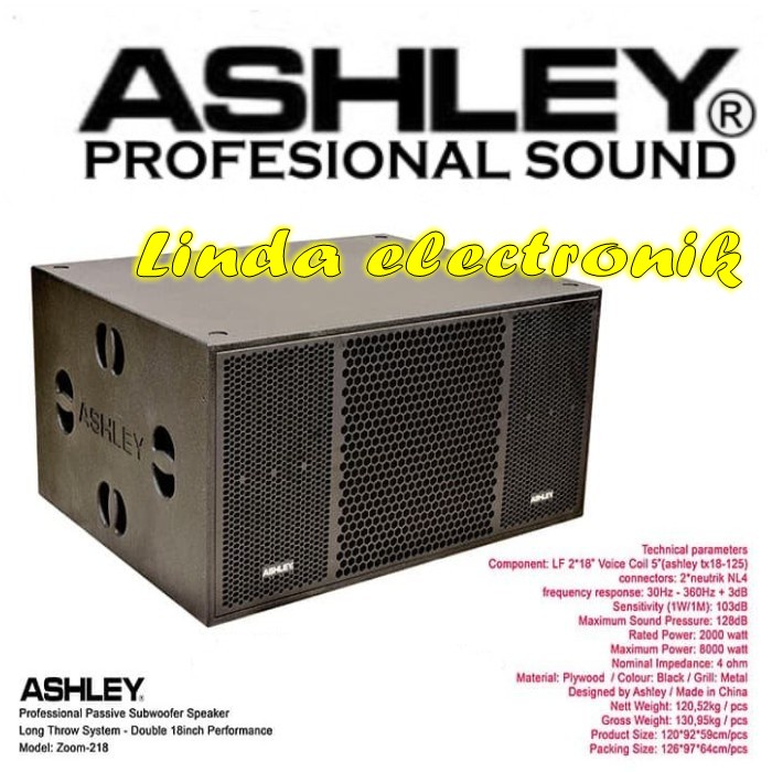 subwoofer pasif ashley zoom 218 ashley zoom218 18'' 1 bh 2 x 18