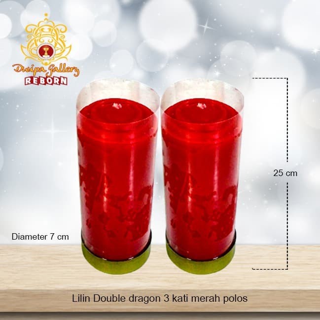 Lilin/Candle Puja Sembahyang Double Dragon 3 Kati Merah Polos