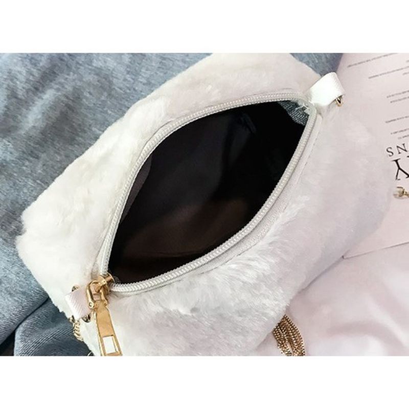 Tas Sling bag wanita bulu halus