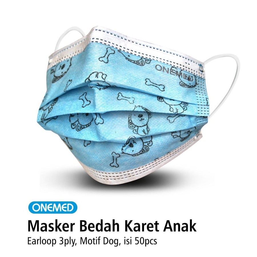 ONEMED MASKER KARET ANAK DOG 50PC