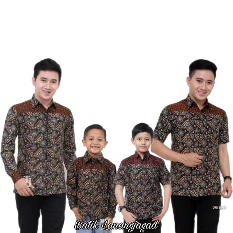 Batik Pria Couple Batik Ayah dan Anak Laki Laki Kemeja Batik Anak Cowok Motif Mataraman Soga