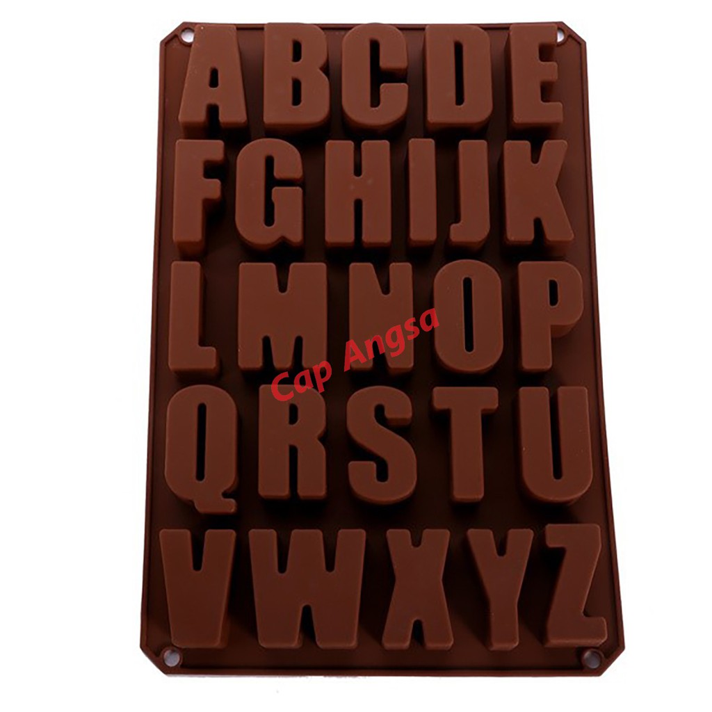 CETAKAN HURUF FONDANT KUE CETAKAN KUE SILIKON SILICONE PLASTIK MOULD 26 ALPHABET HURUF MOLD