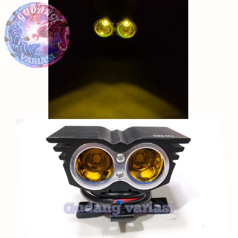 Lampu Tembak Sorot LED ULTRAFIRE BURUNG HANTU OWL Mini 2 Mata 20 Watt 3 Mode Cree Ultrarare Cahaya Kuning