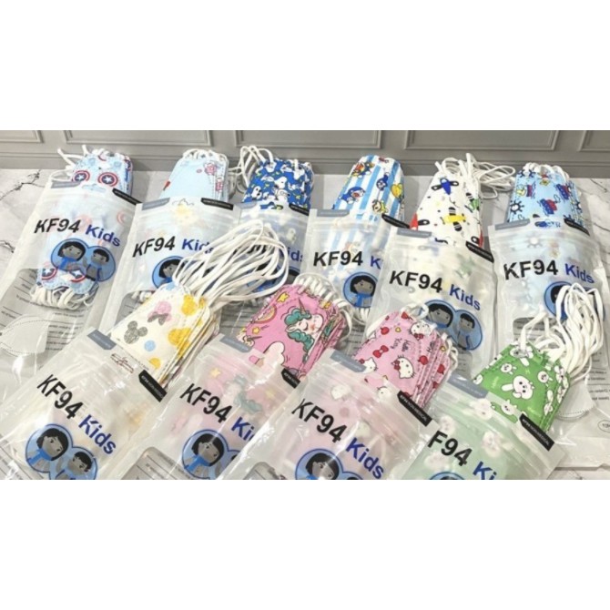 MASKER KF94 ANAK MOTIF KARTUN ISI 10 PCS / MASKER EVO 4PLY ANAK 1PC / KF94 ANAK / MASKER KF94 KOREA ANAK MOTIF KEREN