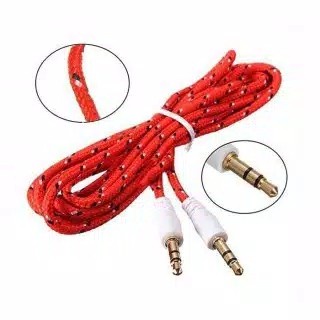 Kabel Aux 1x1 - Kabel Jack Audio 3.5mm Bahan Tali Sepatu