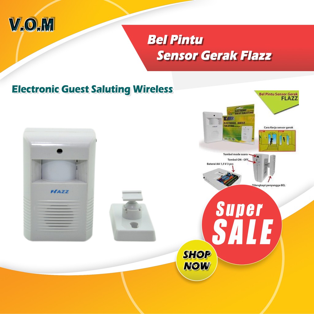 VOM Bel Pintu Sensor Gerak Flazz / Electronic Guest Saluting Wireless - 0217