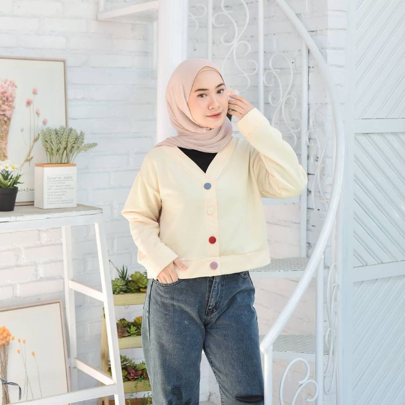 Set Wanita Crop Lenka Sweater Crop Oversize Wanita Kancing Size M.L.Xl | Oversize Crop Wanita | Sweater Crop Korean Style Wanita