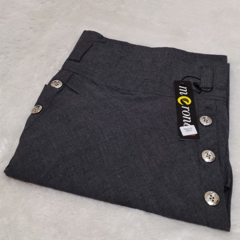 Rok Panjang Naura Katun Supernova SUPER PREMIUM Bawahan Wanita Muslim Berkualitas-Naura DARK GREY