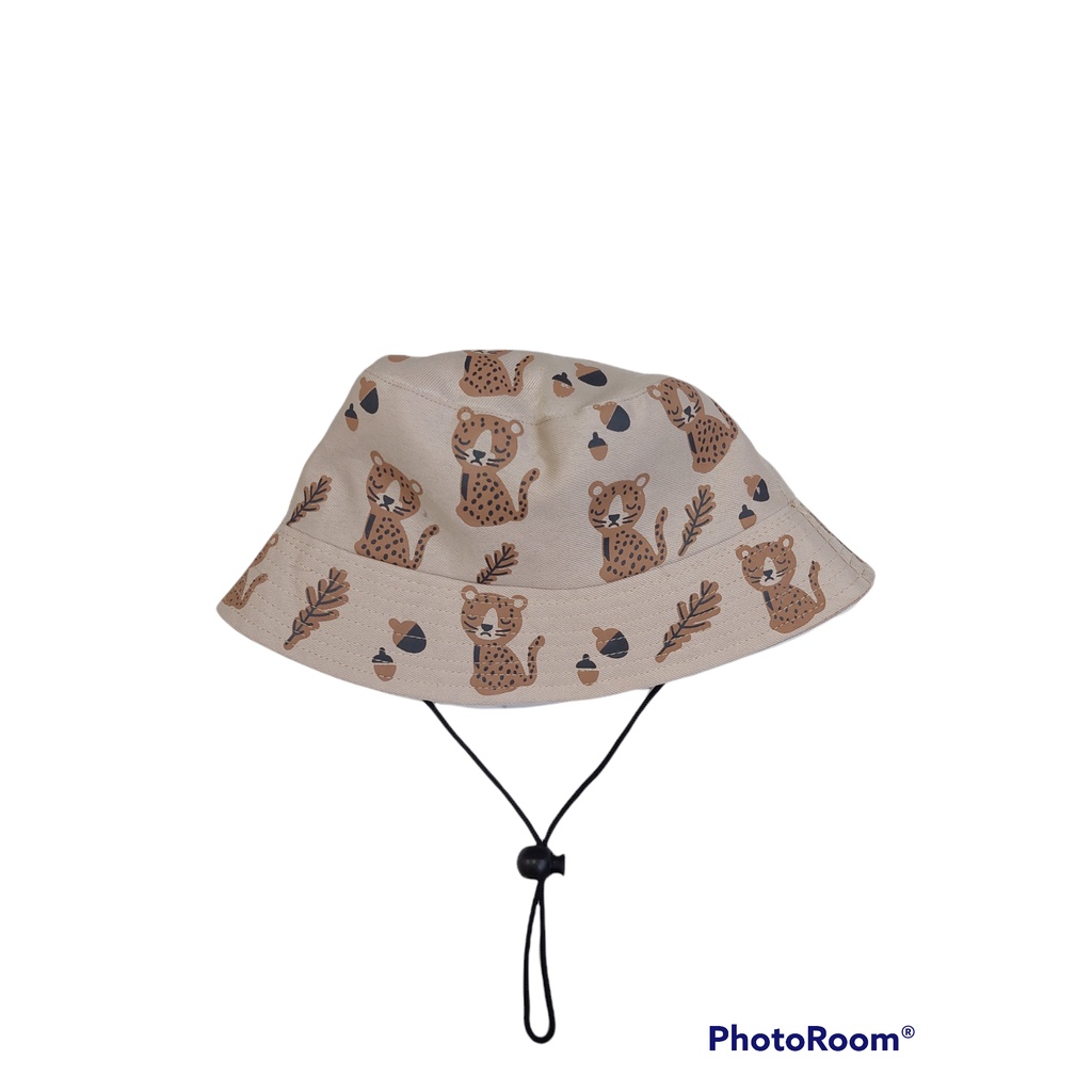 Bucket Hat Anak Tali Sablon Karakter Macan Laki Perempuan Usia 1-8 Tahun