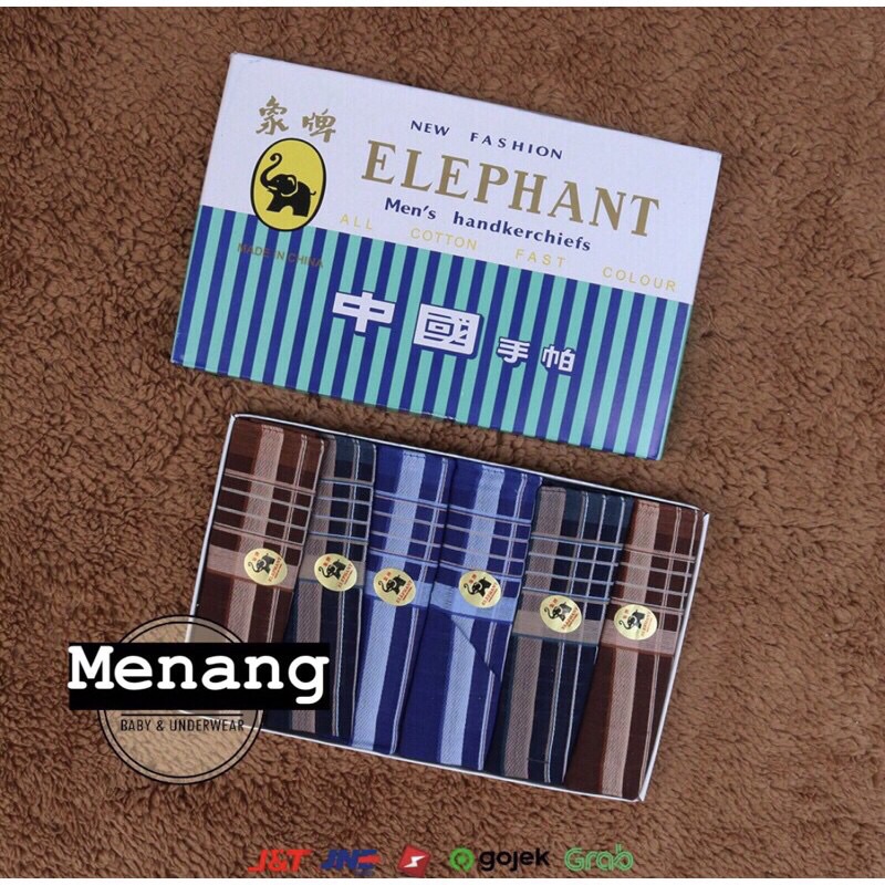 1KOTAK/6pcs Sapu Tangan Gajah Pria 1pack/bungkus(isi 6pcs) SAPU TANGAN MULTIFUNGSI BAHAN 100% KATUN SERAP AIR HARGA TERMURAH lusin