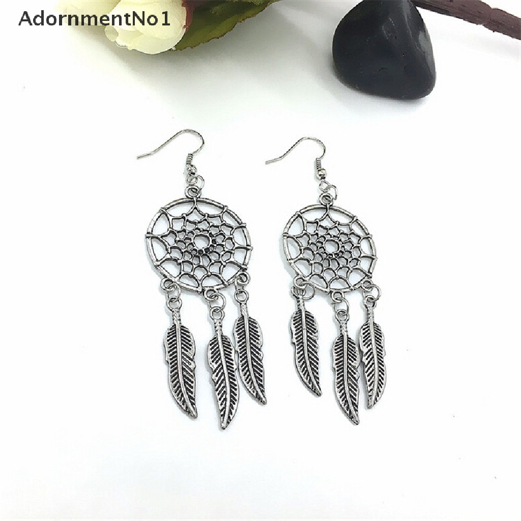 (AdornmentNo1) Anting Gantung Dream Catcher Lapis Silver Gaya Vintage Untuk Wanita