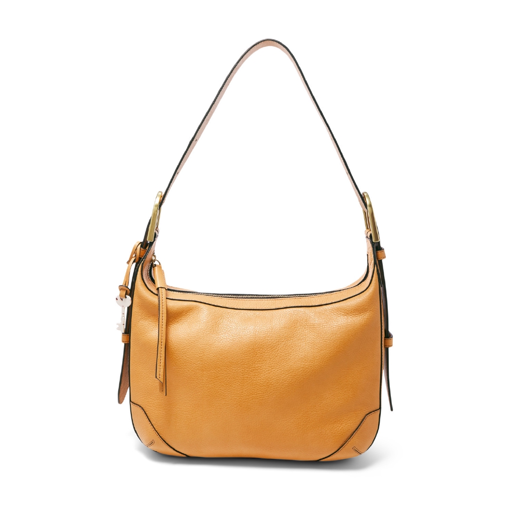 Fossil Hannah Hobo Leather Amber Gold Nubuck ZB7953-723 Tas Wanita