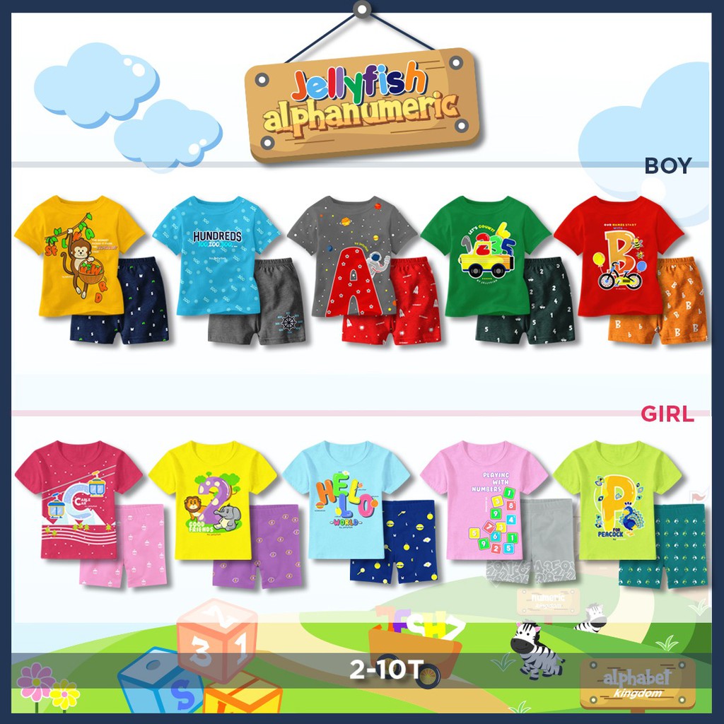 BAJU ANAK SETELAN JELLYFISH ALPHANUMERIC