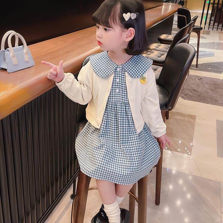 ➼ [Cocobaby Jakarta] Dress Anak Perempuan Import Model Kotak Cardigan Terbaru Anak Bayi Perempuan ➭