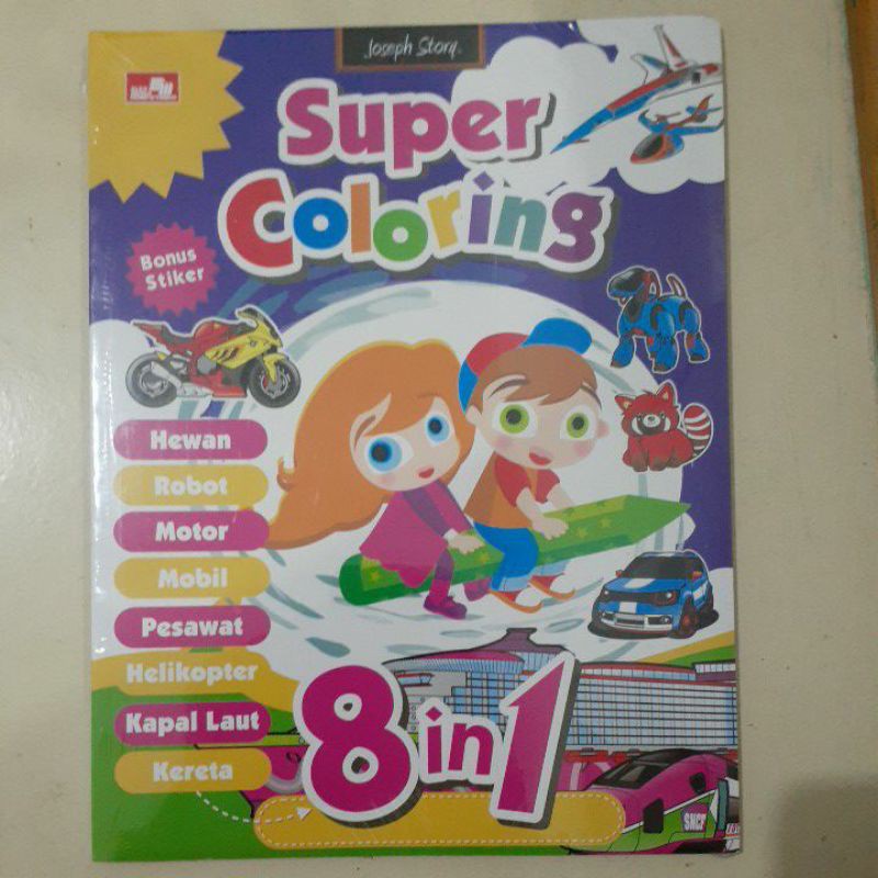 SOFT COVER BUKU AKTIVITAS -ELEX MEDIA KOMPUTINDO - SUPER COLORING 8 IN 1 BONUS STIKER #KOPERMAMASALE