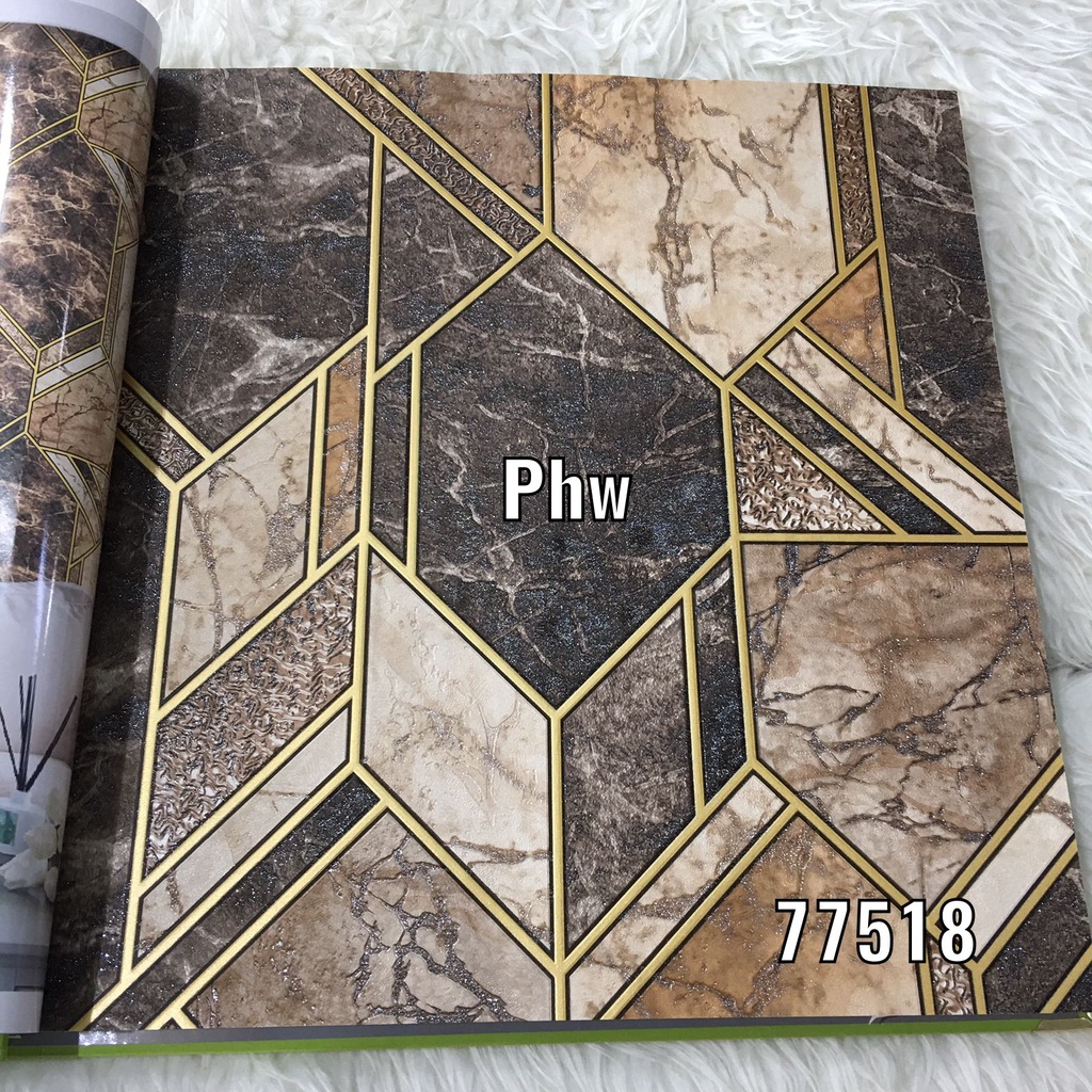 WALLPAPER DINDING KOTAK MARMER GRANIT COKLAT 3D SKY