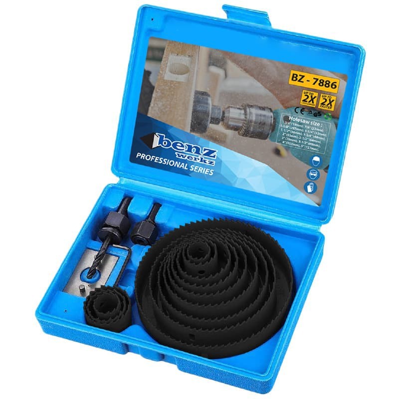 Holesaw Kit Mata Bor Kayu Set isi 13 Pcs Benz Werkz Ori