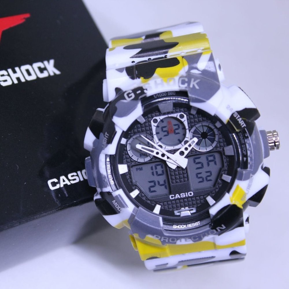 JAM TANGAN PRIA G SHOCK GA 100 YELLOW GREY
