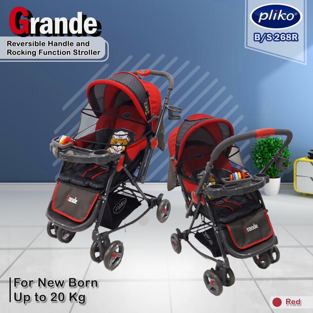 Stroller Pliko 268 Grande bisa ayun rocking 2in1 Makassar kereta dorong bayi