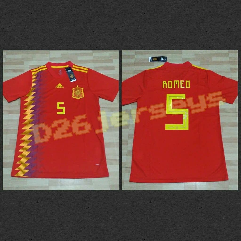 BAJU BOLA / FUTSAL Costum Jersey Spanyol home Piala Dunia 2018 OFFICIAL Cetak nama