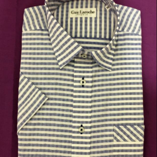 Kemeja Guy Laroche | Lengan Panjang | Stripe Hitam-Putih / Formal Kantoran