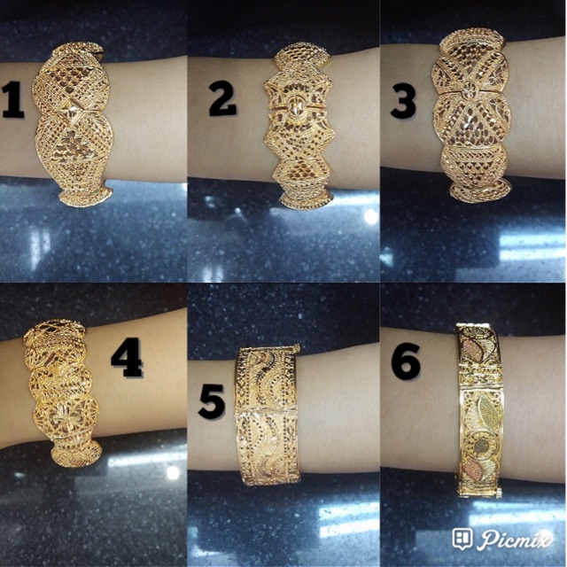 Gelang buka tutup emas dubai india imitasi aksesoris india