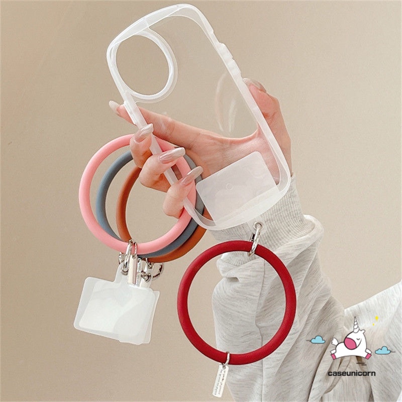 Tali Lanyard Gantungan Kunci Anti Hilang Bahan Silikon Warna Macaron Untuk Case Handphone Universal