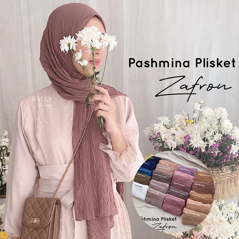 1KG MUAT 8PCS | PASHMINA ZAFRON PLISKET PADI HIJAB JILBAB PLEATED PREMIUM TERBARU OOTD SELEBGRAM