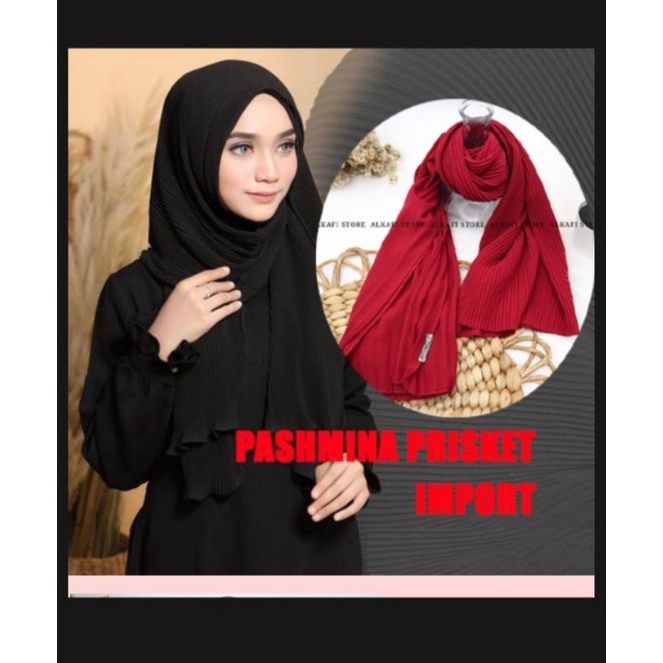 Pashmina Plisket Import Kualitas Premium