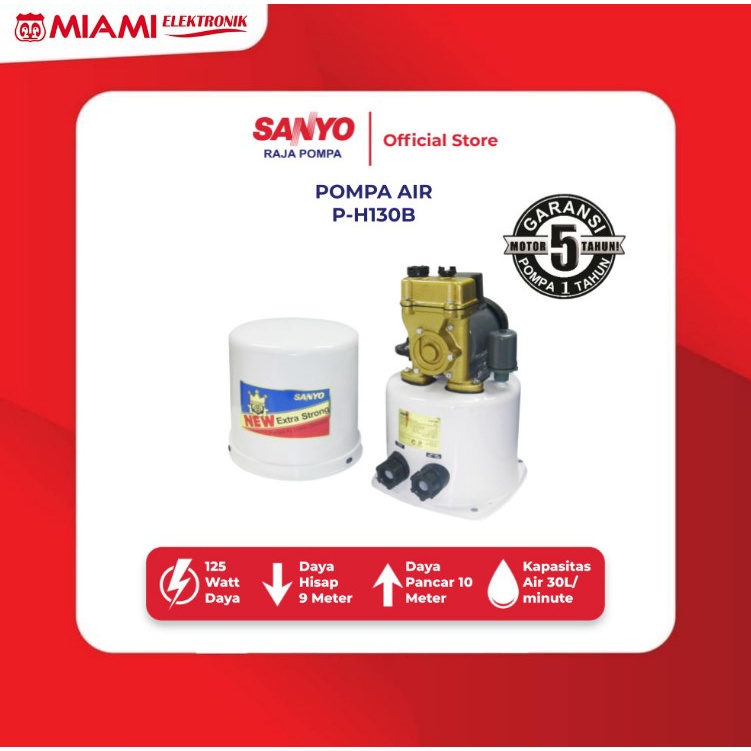SANYO P-H130B / PH130B Mesin Pompa Air Sanyo Otomatis - Shallow Well Pump