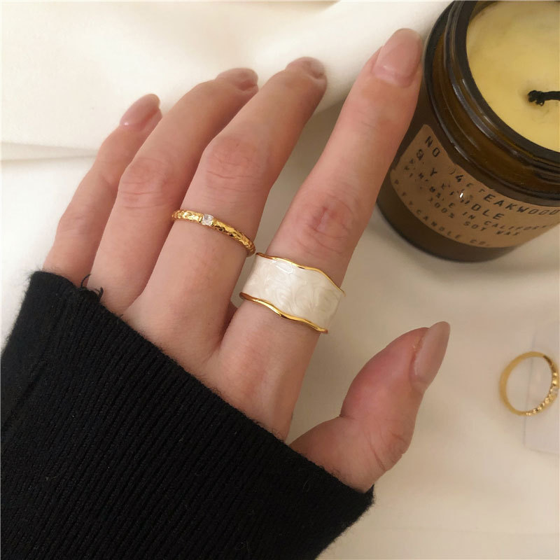 Cincin 925 Gold Border Gaya Retro Elegan Untuk Aksesoris Perhiasan Wanita