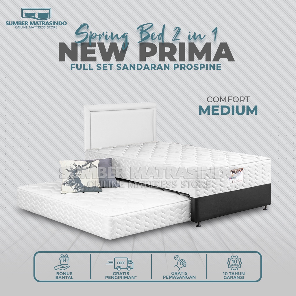 Guhdo Spring Bed Sorong 2 in 1 New Prima Sandaran Prospine - FULL SET / KASUR ATAS & SANDARAN