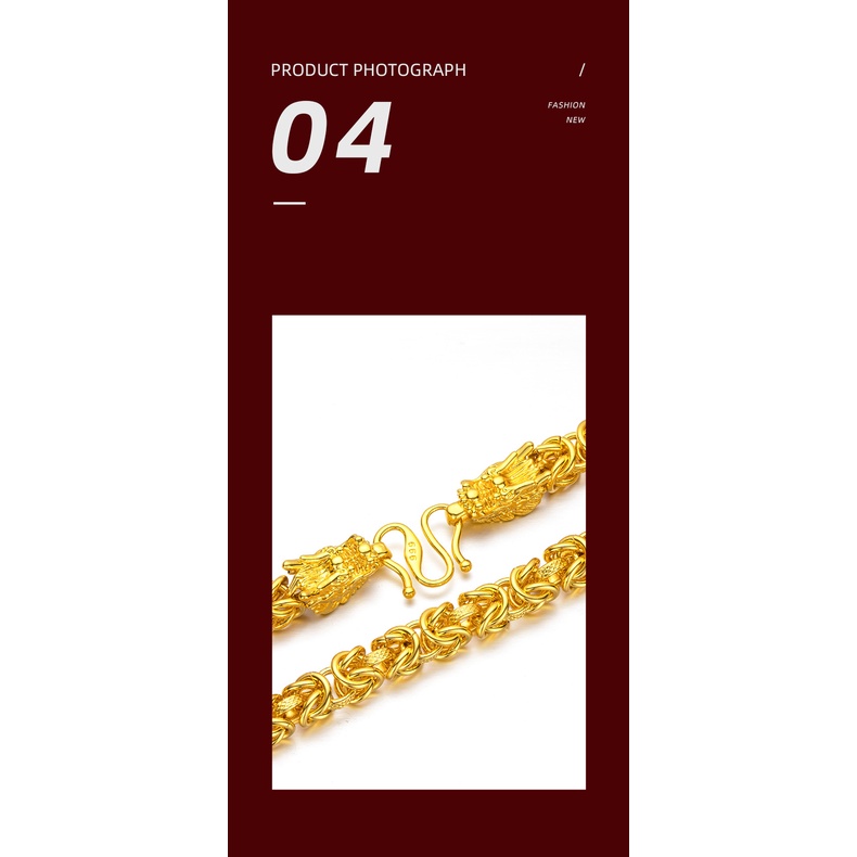 Kalung Desain Kepala Naga Bahan Kain Lapis Emas Asli Kadar 375