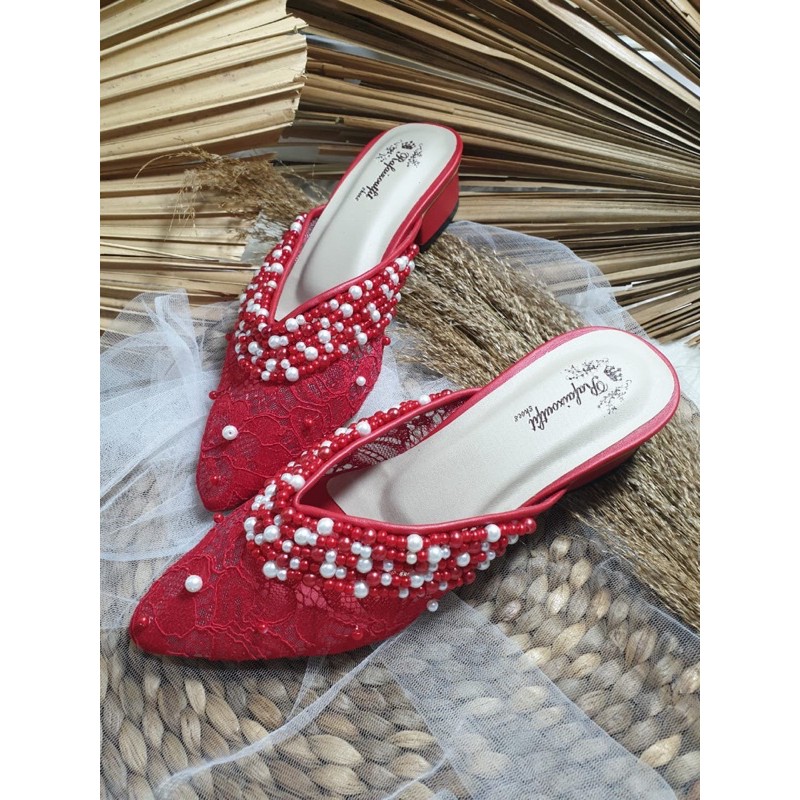 sepatu kathy merah cabe hak tahu 3cm