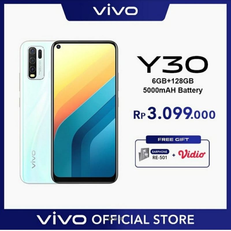 Vivo Y30 Ram 6Gb Rom 128Gb Garansi resmi Vivo Indonesia