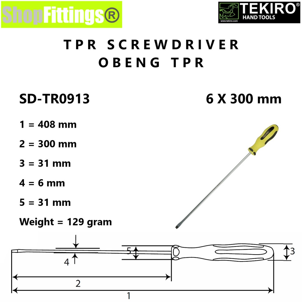 TEKIRO Obeng Panjang Min - 6 x 30 cm Long Screwdriver 300mm SD TR 0913