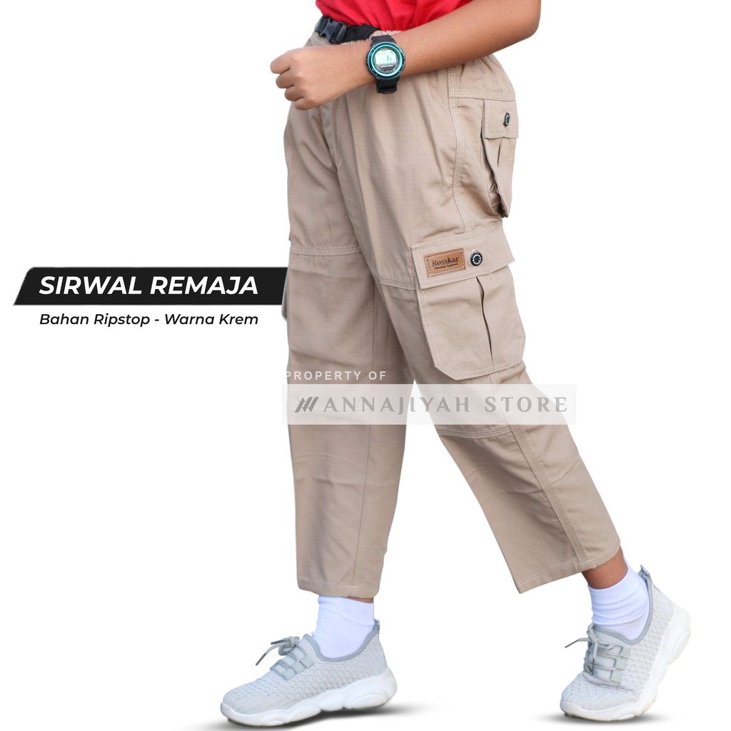 Celana Sirwal Outdoor Remaja dan Anak merk Rosskar bahan RIPSTOP Model Cargo SBO