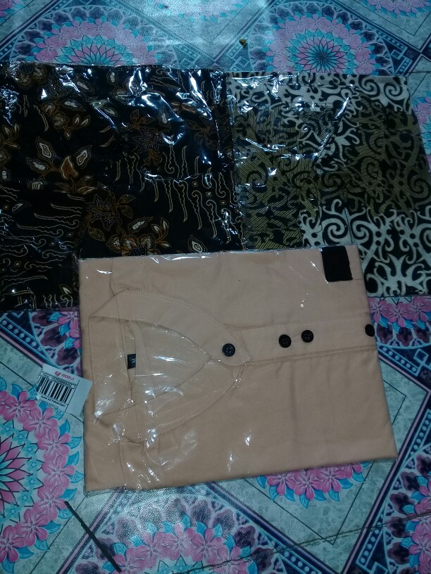 Kemeja Batik Pria Lengan Panjang Size M L Xl Xxl  Bswart Batik Hrb026 Kenongo Hem Panjang Padi