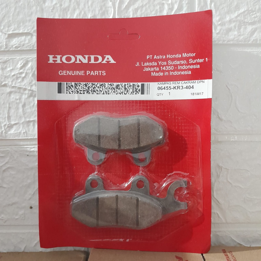 DISCPAD KAMPAS REM DEPAN HONDA SUPRA GRAND REVO MEGAPRO KARISMA SUPRA FIT 06455-K33-404