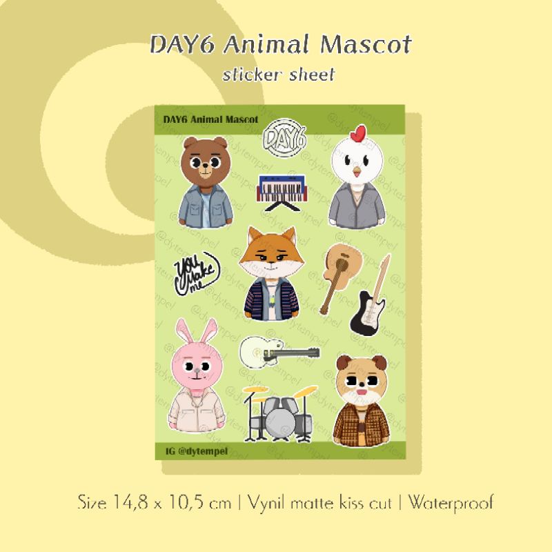 

Day6 Animal Mascot Sticker Sheet | @dytempel